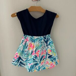 Lilly Pulitzer Caila Dress Girls XS (2-3) “Serene Blue Tippy Top”